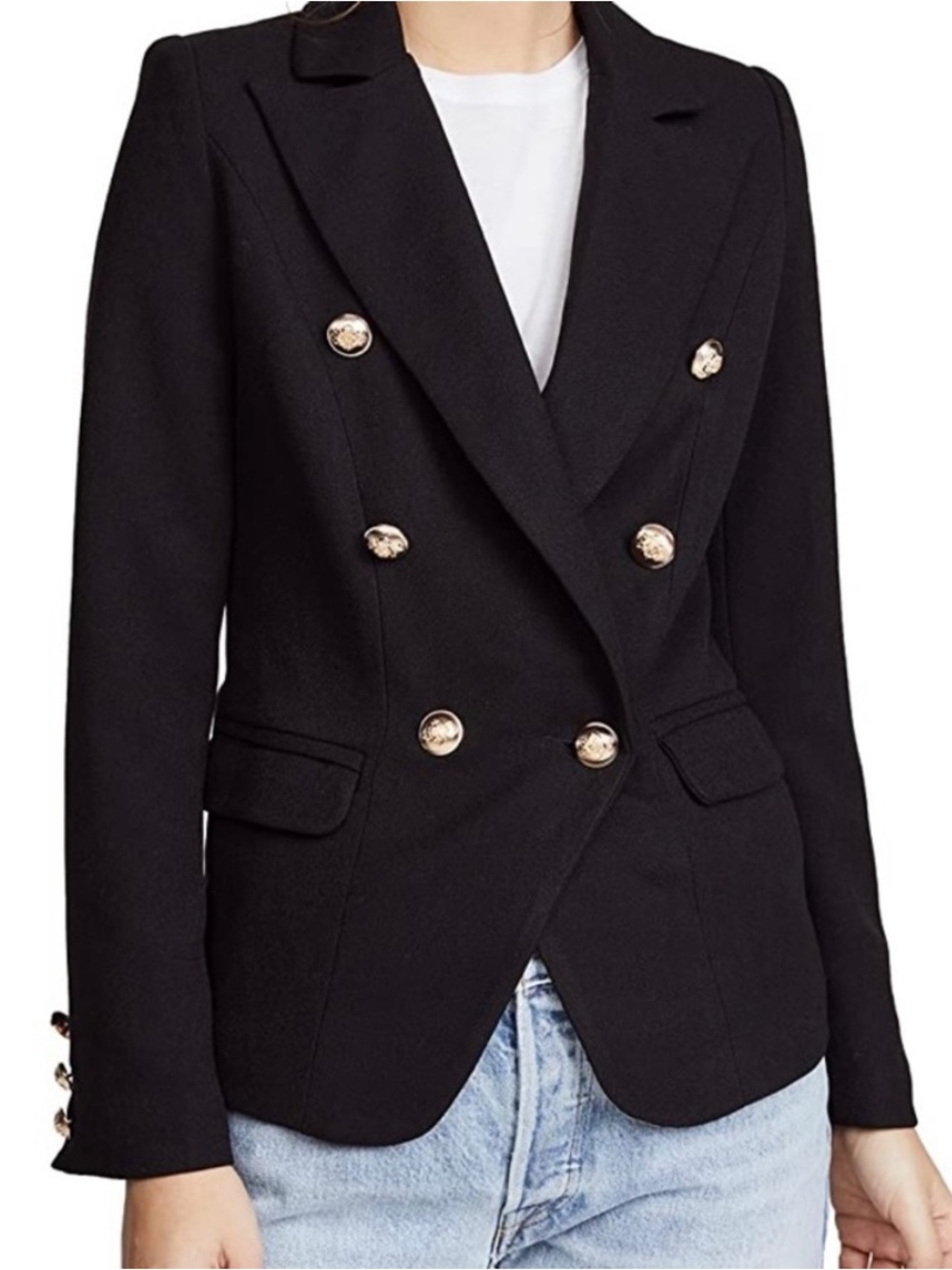 LIONESS Palermo Double Breasted Blazer Navy Blue Silver Buttons XS